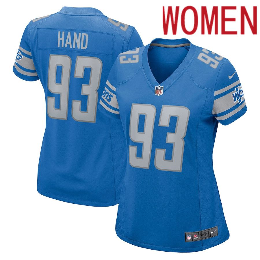 Women Detroit Lions #93 DaShawn Hand Nike Blue Game NFL Jersey->women nfl jersey->Women Jersey